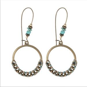 Bohemian bronze wire wrap beaded dangle earring